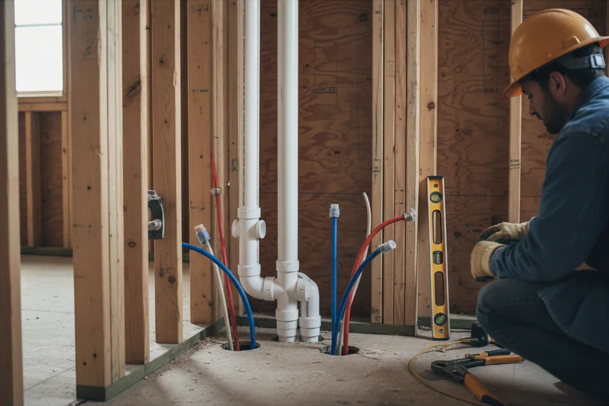 Drain and supply rough-in during Leak Detection in Sicklerville