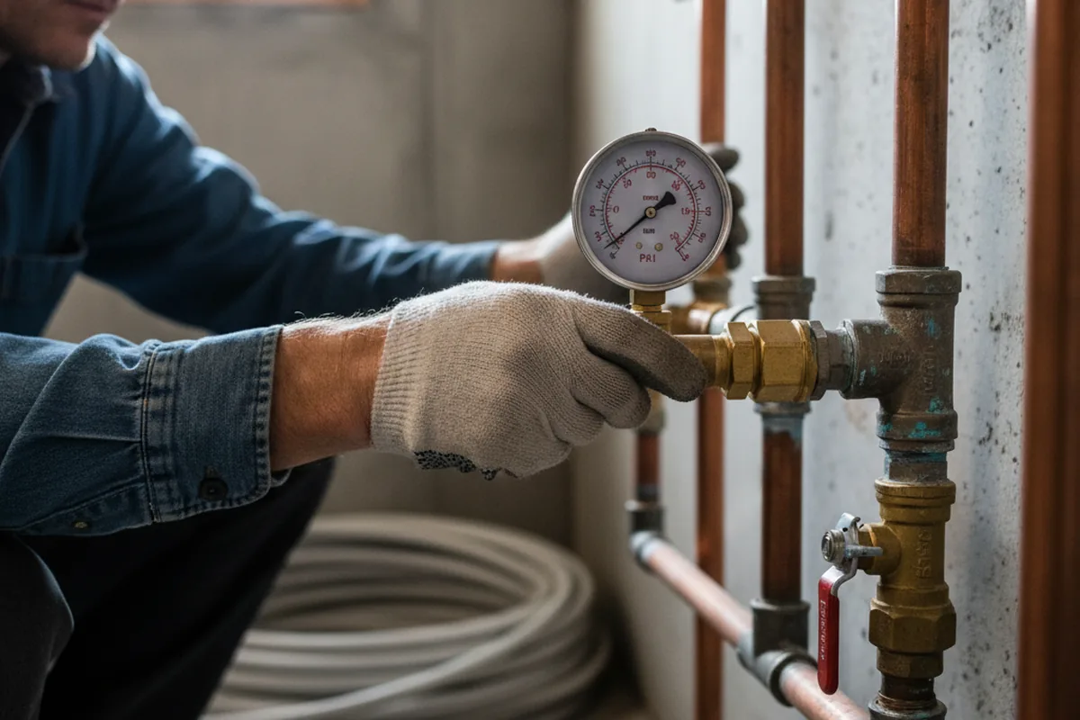 Pressure testing a repaired line during Water Line Repair in Sicklerville